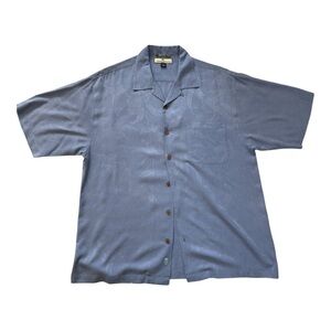 Tommy Bahama Slate Blue Short-Sleeve Camp Shirt 100% silk